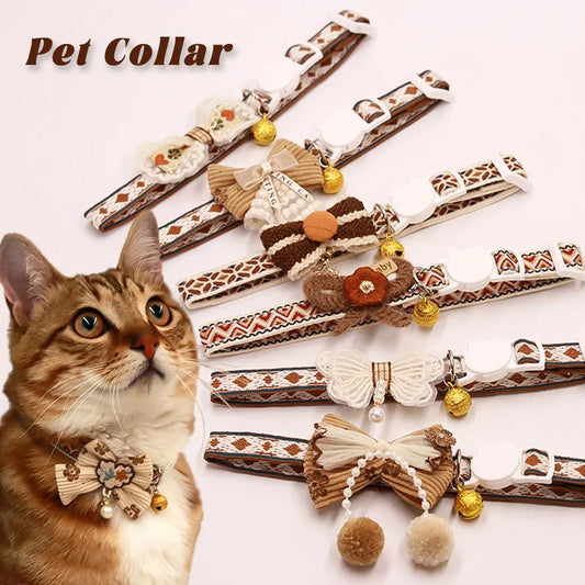 cat collars Cute and Versatile Adjustable Durable with Bells Pet Collars Necklaces Positioning Pets Cats Dogs Party Photos Props