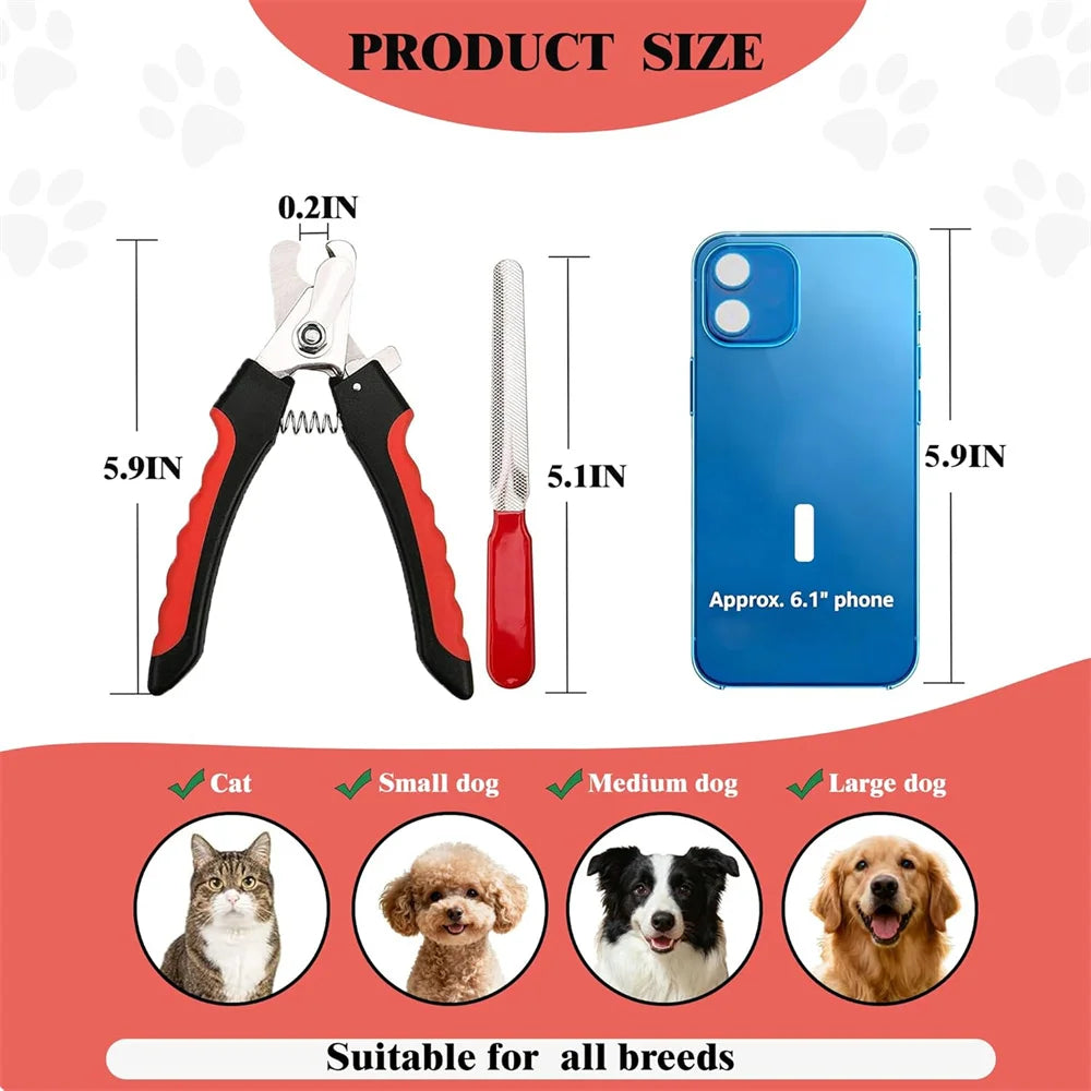 Cortauñas Para Perros y Gatos, Tijeras De Aseo De Acero Inoxidable Con Limas, Herramientas De Limpieza Profesionales Para Recort